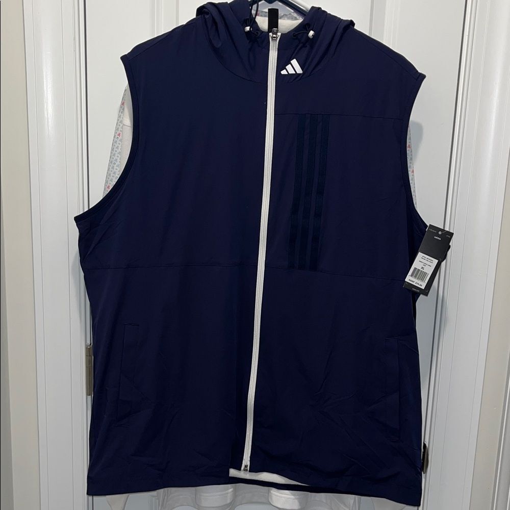 Adidas Men’s Navy Sleeveless Hooded Zip Golf Vest